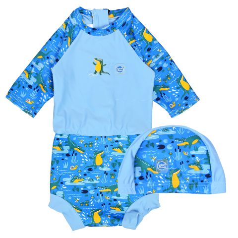 Crocodile Swamp Happy Nappy Sunsuit and Swim Hat Bundle