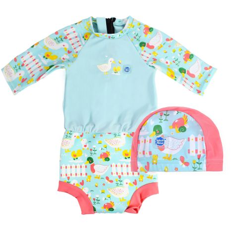 Little Ducks Happy Nappy Sunsuit and Swim Hat Bundle