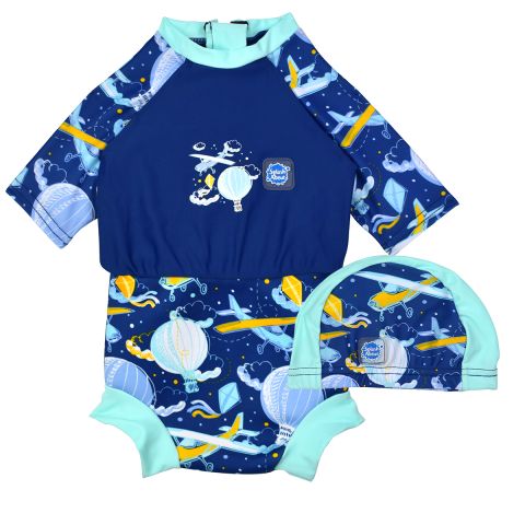 Up in the Air Happy Nappy Sunsuit and Swim Hat Bundle