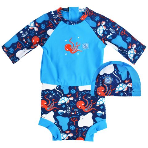 Under the Sea Happy Nappy Sun Suit and Swim Hat Bundle